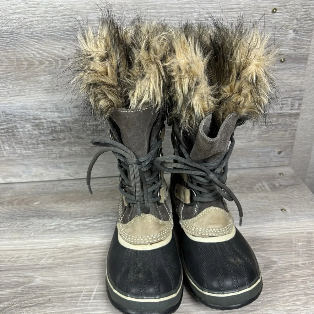 Sorel Joan Of Arctic Tall Womens Sz 6 Brown Waterproof Fur Snow Boot NL1540-051‎ - Picture 4 of 9